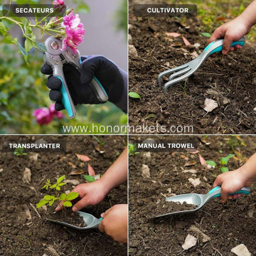 4 PCS Aluminum heavy duty garden hand tool set gardening tools and equipment for weeding digging garden tool sets kit